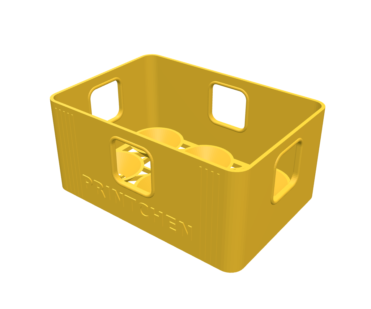 Yellow personalised egg crate with six egg seats and rounded corners