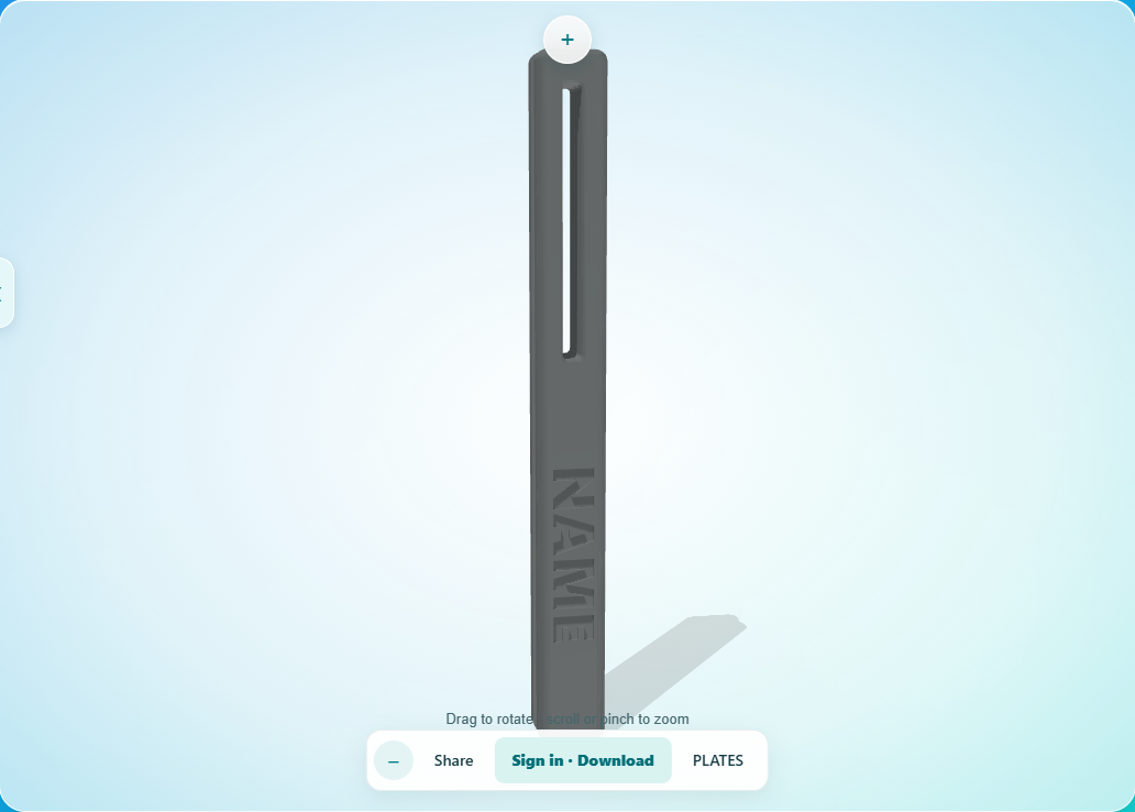 3D view of a single-colour scuba hose retainer with recessed NAME opposite 11BAR